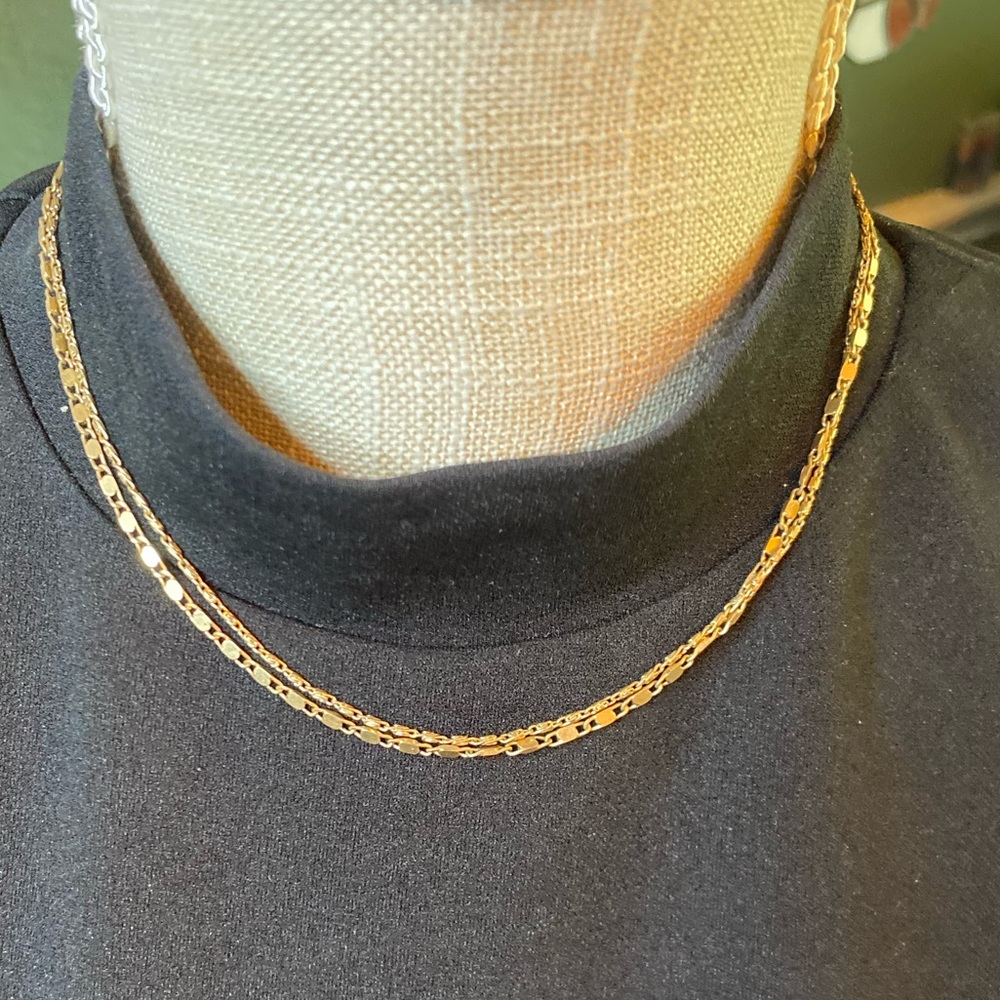 Vintage Adjustable Length Gold Toned Layered Necklace